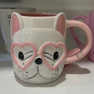 Cute FRENCHIE Mug with Pink Heart Glasses